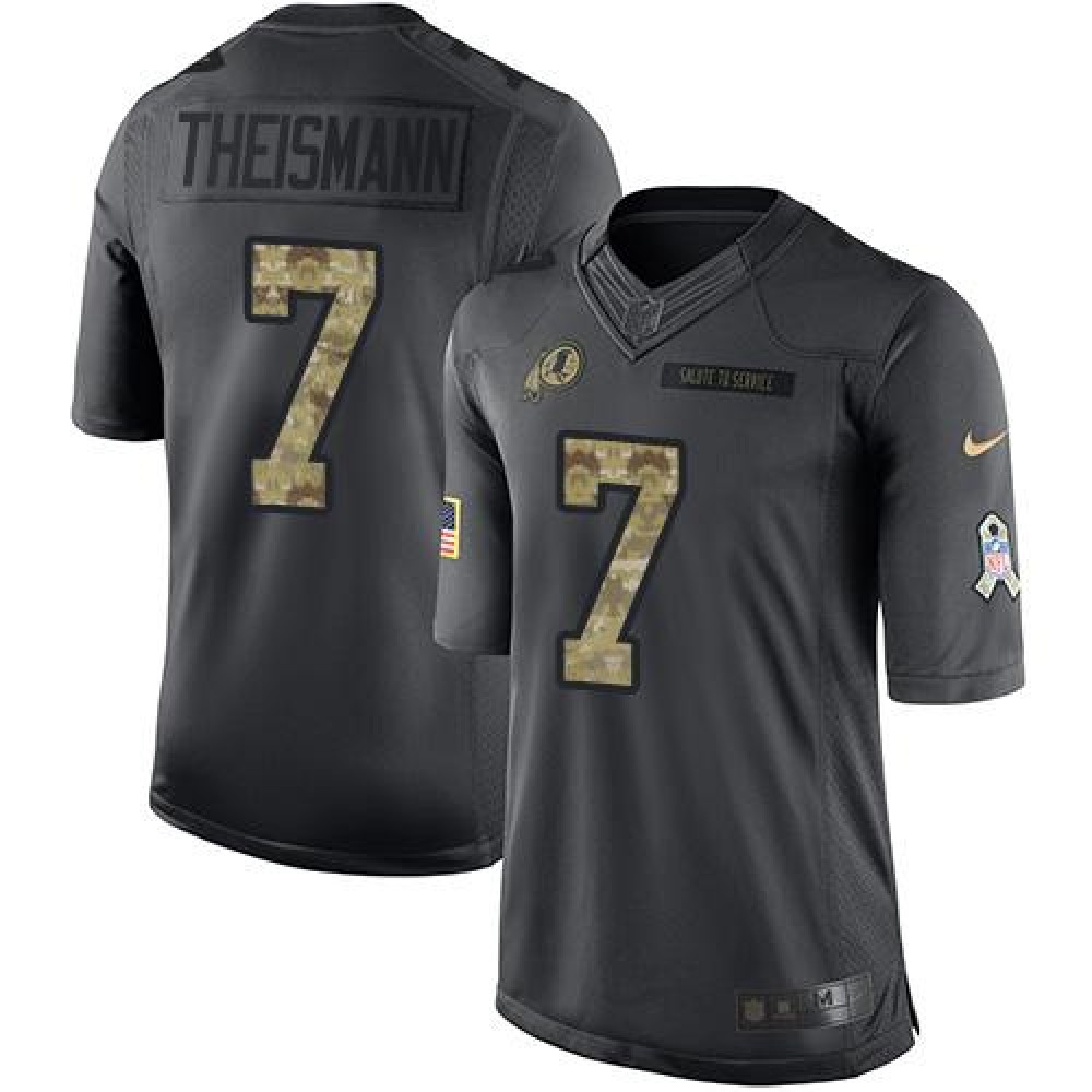 Redskins #7 Joe Theismann Black Men's Stitched NFL Limited 2016 Salute to Service Jersey