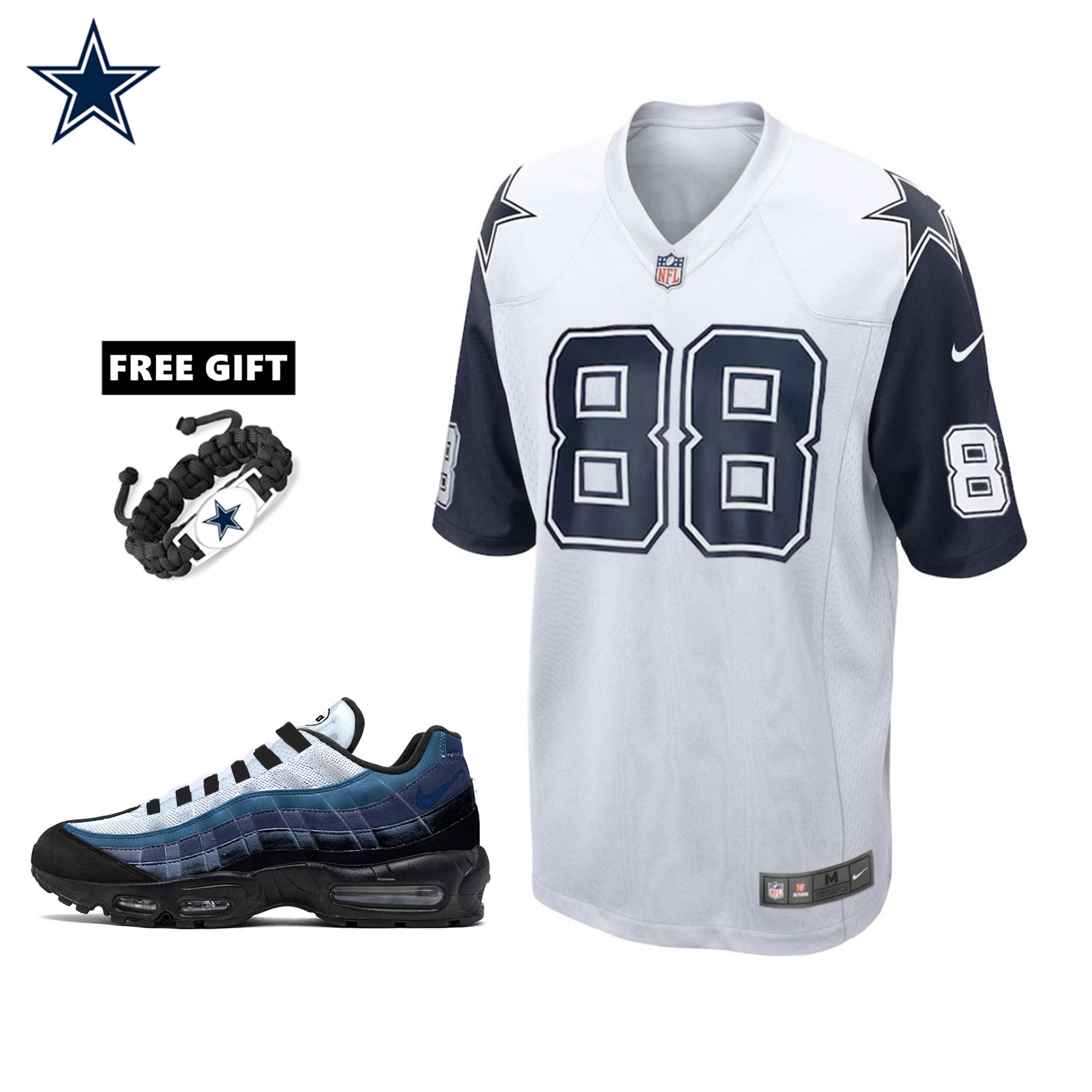 🔥Combo Sale - Dallas Cowboys CeeDee Lamb Nike White Alternate Game Jersey & Air Max 95 Team Color Sneakers