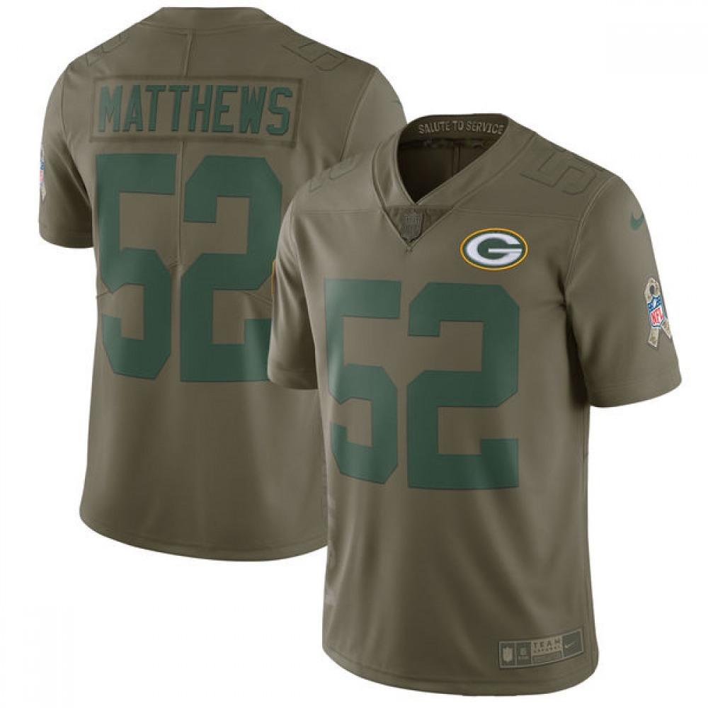 YouthGreen Bay Packers #52 Clay Matthews Olive Salute To Service Limited Stitched NFL Jersey