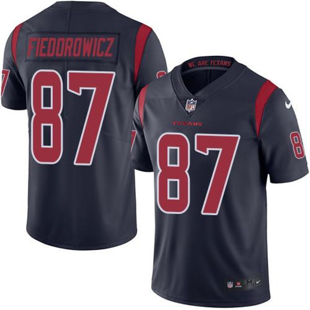 Texans #87 C.J. Fiedorowicz Navy Blue Men's Stitched NFL Limited Rush Jersey