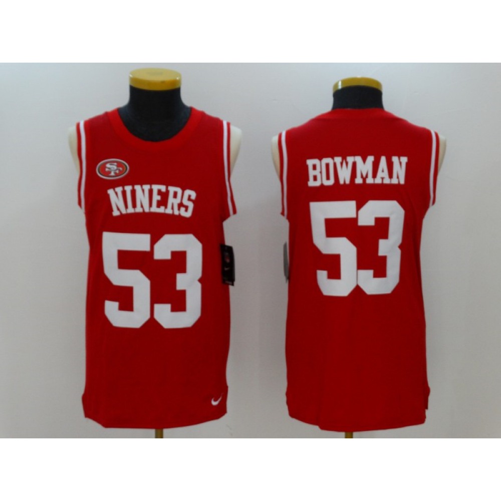 Men'sSan Francisco 49ers #53 NaVorro Bowman Red Team Color Stitched NFL Limited Tank Top Jersey
