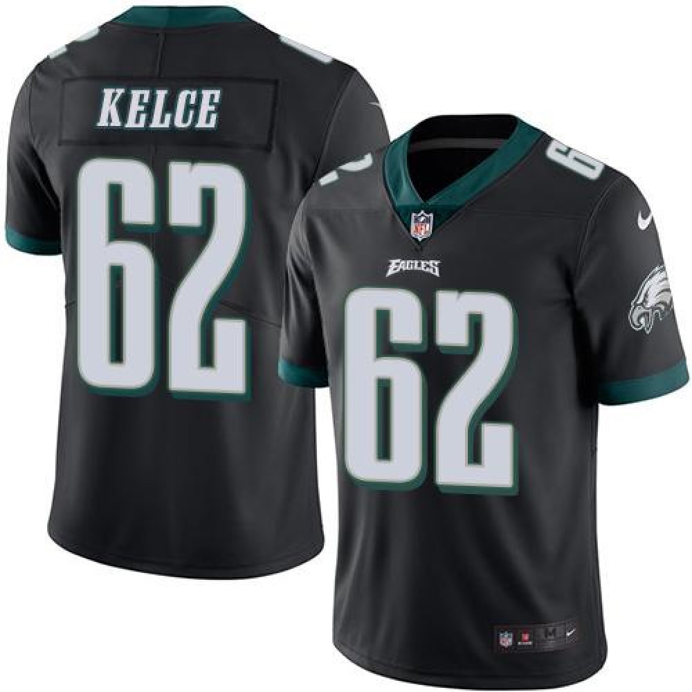 Eagles #62 Jason Kelce Black Men's Stitched NFL Limited Rush Jersey
