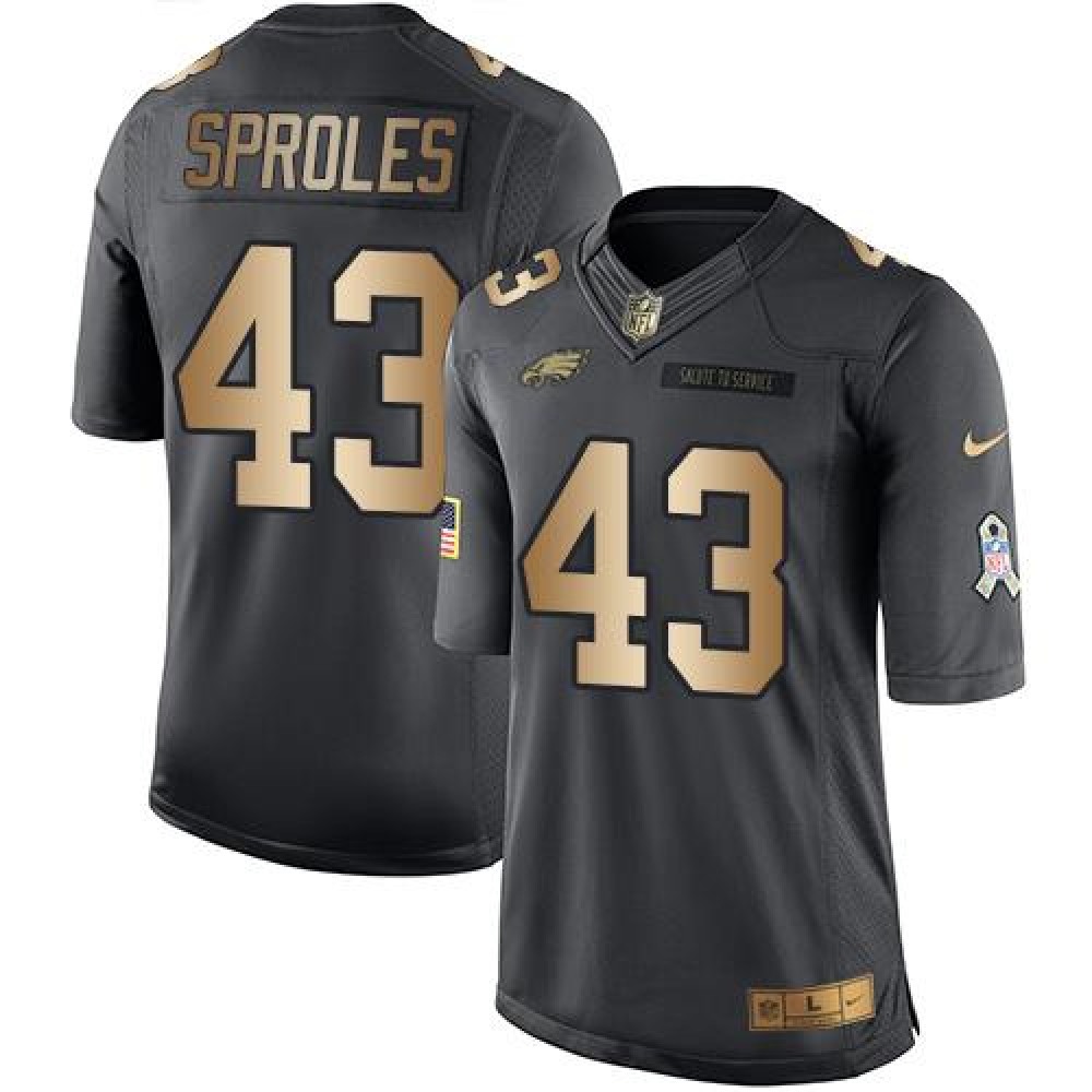 Eagles #43 Darren Sproles Black Men's Stitched NFL Limited Gold Salute To Service Jersey