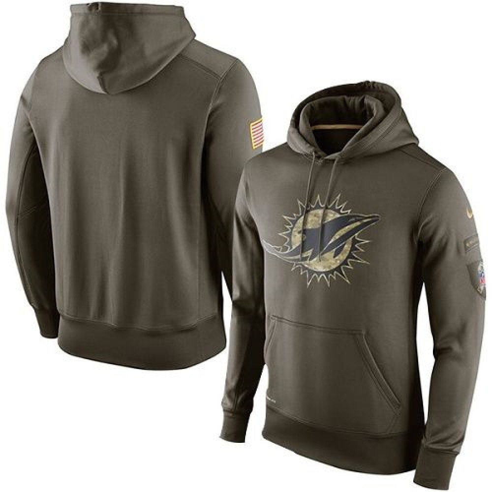 Men's Miami DolphinsOlive Salute To Service KO Performance Hoodie