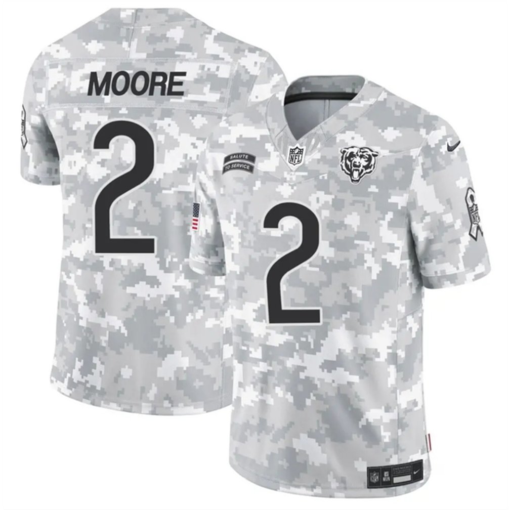 Men's Chicago Bears #2 DJ Moore2024 F.U.S.E Arctic Camo Salute to Service Limited Stitched Football Jersey
