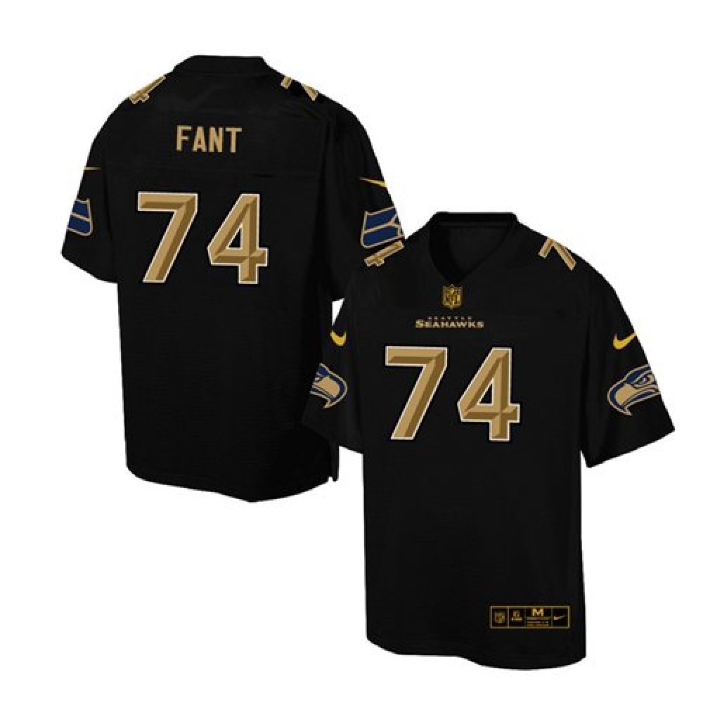 Seahawks #74 George Fant Black Men's Stitched NFL Elite Pro Line Gold Collection Jersey