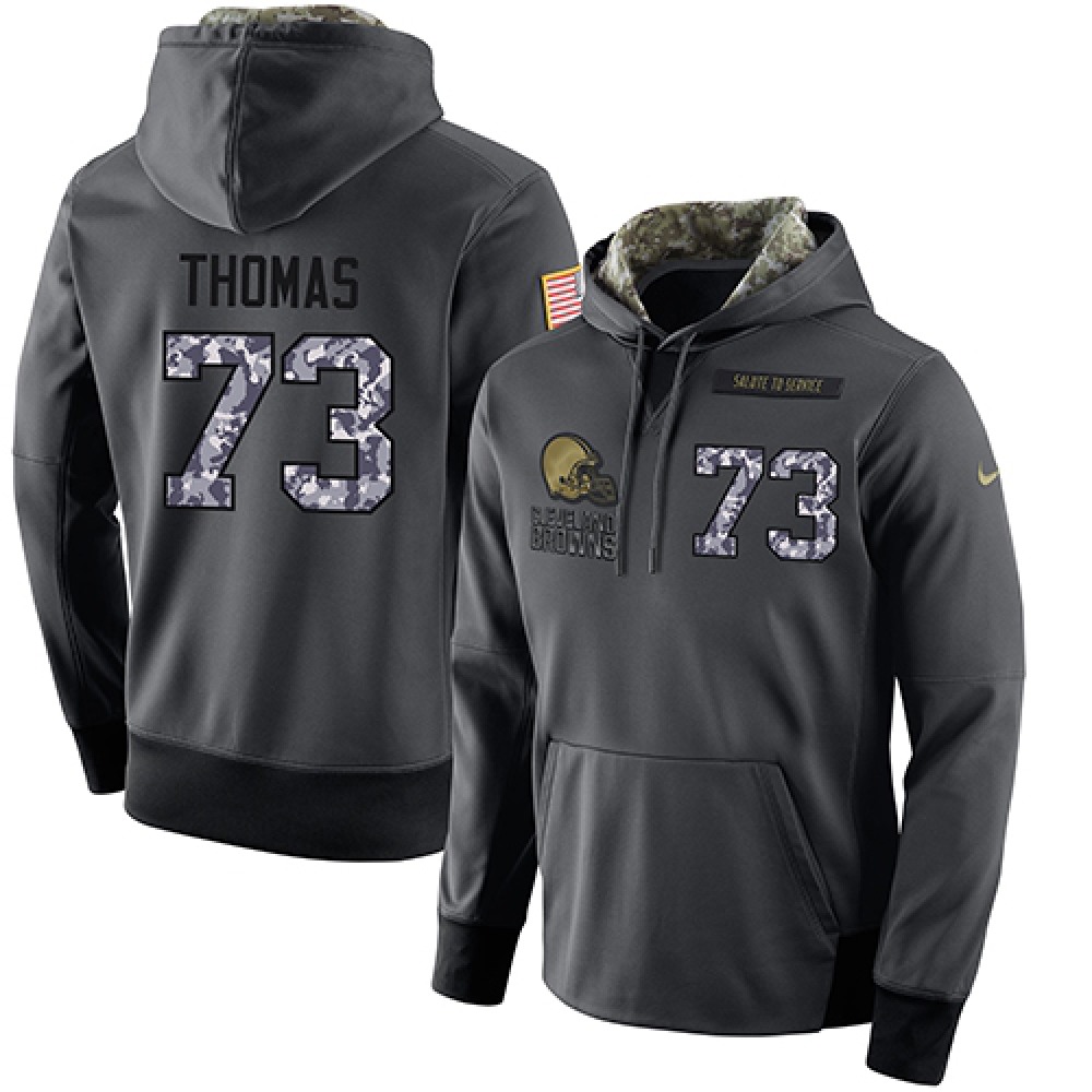 NFL Men'sCleveland Browns #73 Joe Thomas Stitched Black Anthracite Salute to Service Player Performance Hoodie