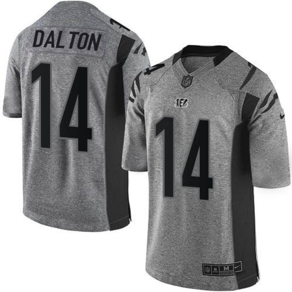 Bengals #14 Andy Dalton Gray Men's Stitched NFL Limited Gridiron Gray Jersey