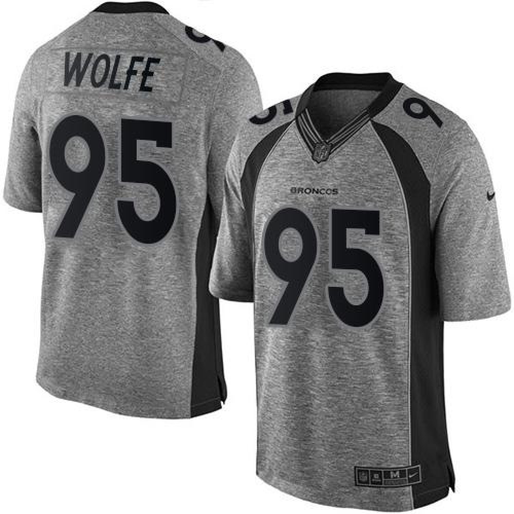 Broncos #95 Derek Wolfe Gray Men's Stitched NFL Limited Gridiron Gray Jersey