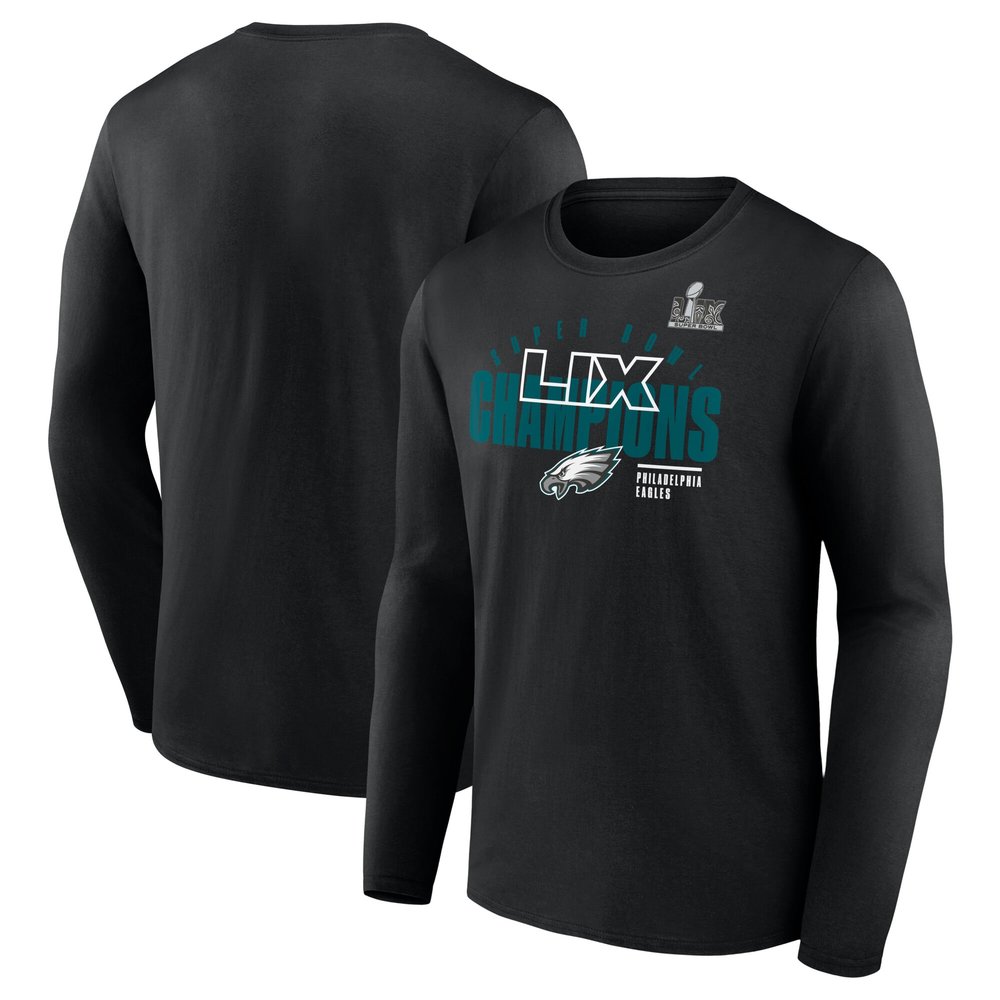 Men's Philadelphia EaglesBlack Super Bowl LIX Champions Legacy Iconic Victory Long Sleeve T-Shirt