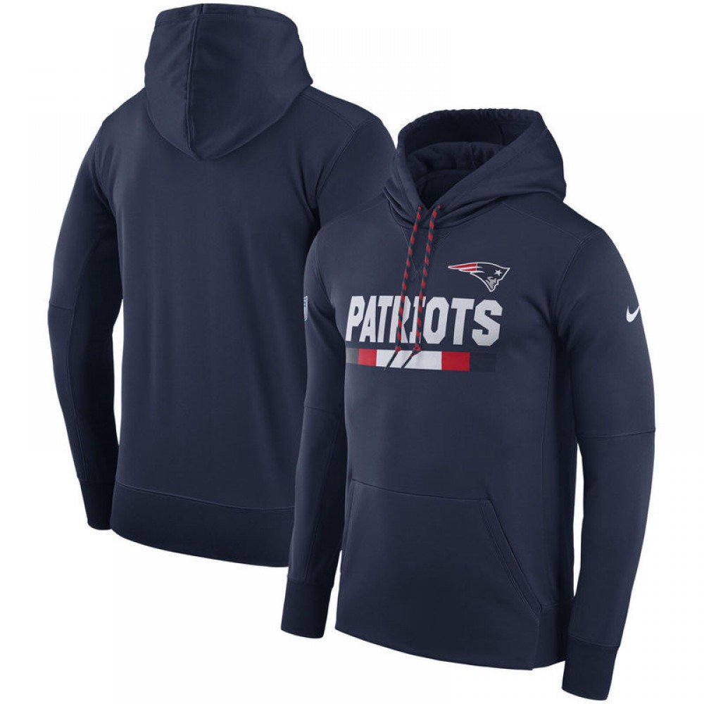 Men's New England PatriotsNavy Sideline Team Name Performance Pullover Hoodie
