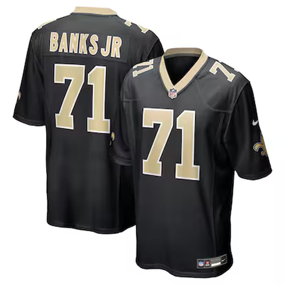 Men's New Orleans Saints #71 Kelvin Banks Jr. Nike Black 2025 NFL Draft First Round Pick Game Jersey
