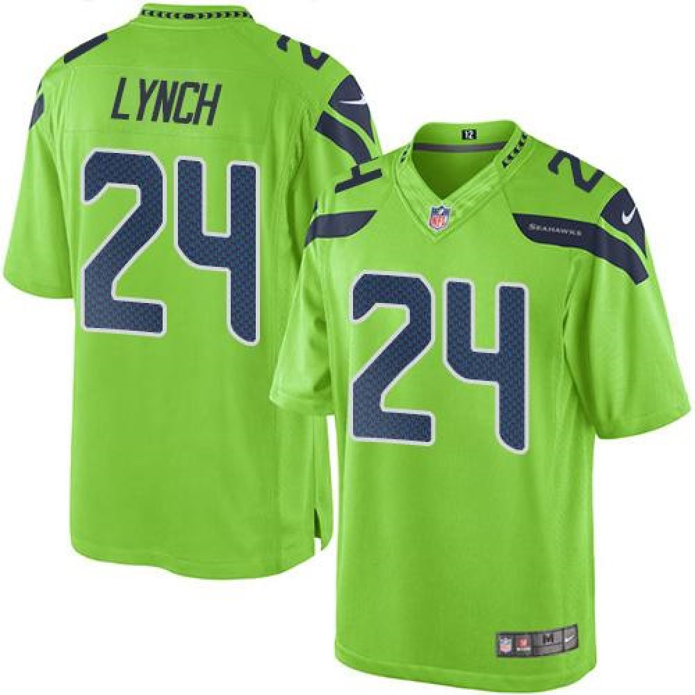 Seahawks #24 Marshawn Lynch Green Men's Stitched NFL Limited Rush Jersey