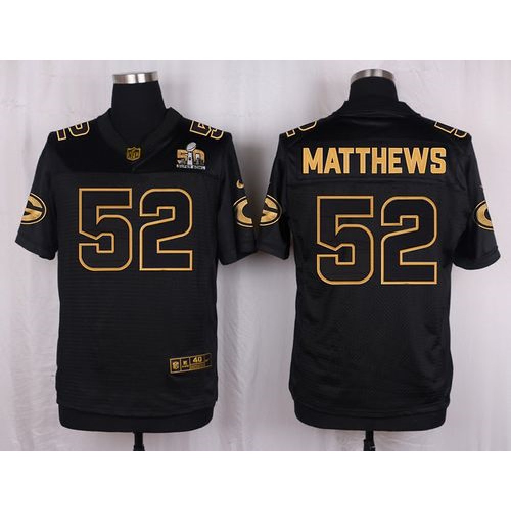 Packers #52 Clay Matthews Black Men's Stitched NFL Elite Pro Line Gold Collection Jersey