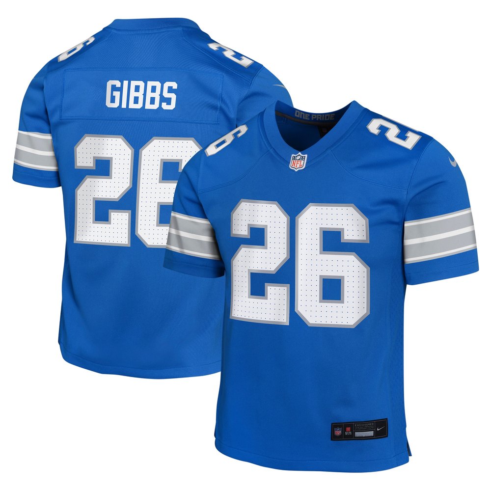Youth Detroit Lions #26 Jahmyr GibbsBlue Team Player Game Jersey