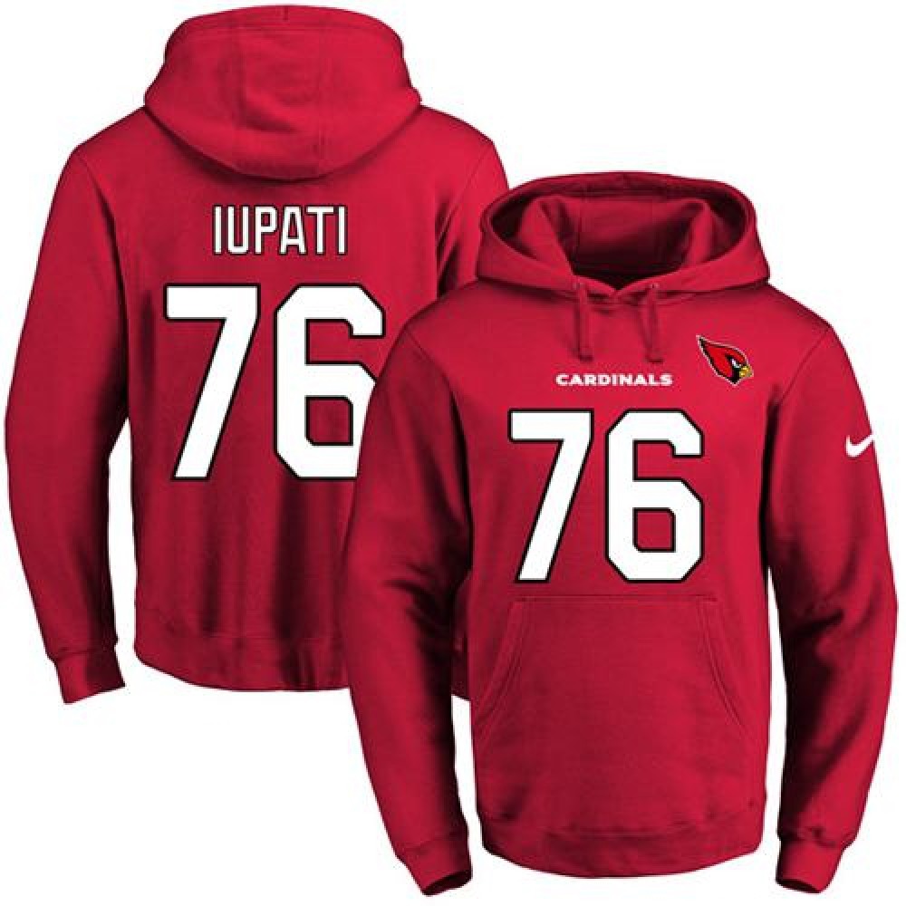 Cardinals #76 Mike Iupati Red Name & Number Pullover NFL Hoodie