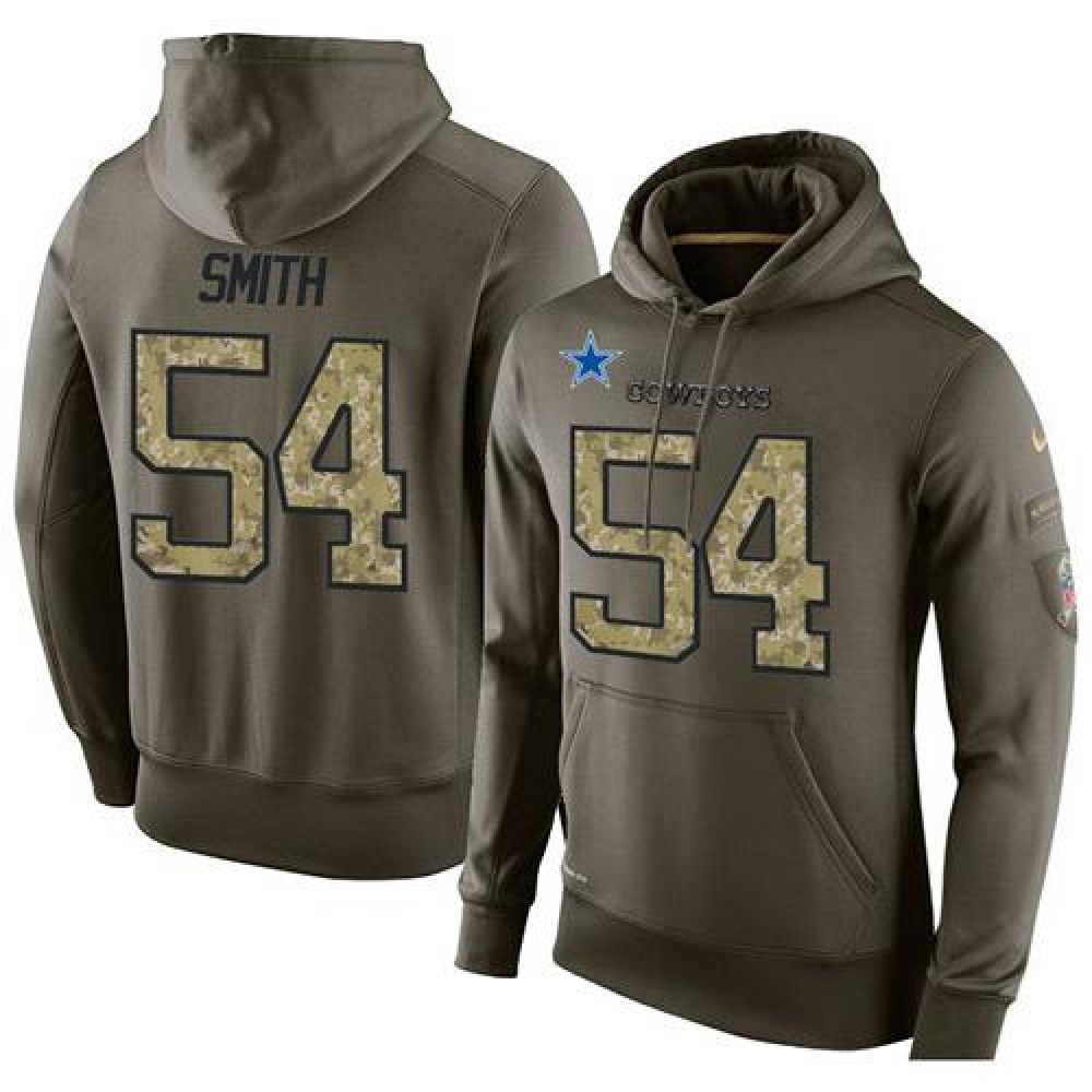 NFL Men'sDallas Cowboys #54 Jaylon Smith Stitched Green Olive Salute To Service KO Performance Hoodie