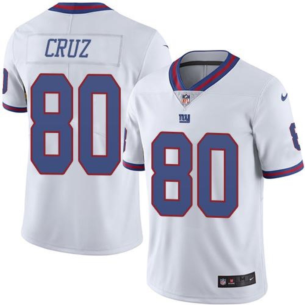 Giants #80 Victor Cruz White Men's Stitched NFL Limited Rush Jersey