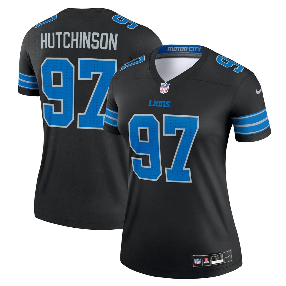 Women's Detroit Lions #97 Aidan HutchinsonBlack Legend Jersey