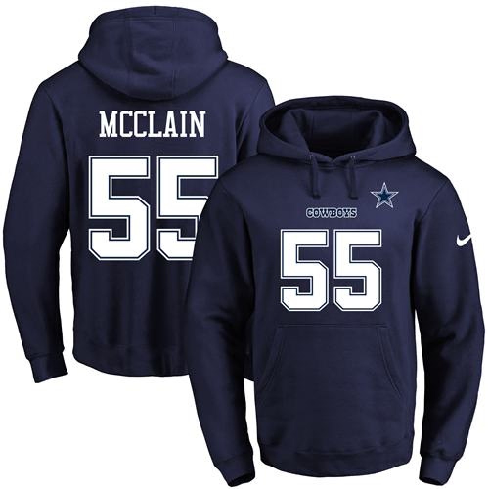 Cowboys #55 Rolando McClain Navy Blue Name & Number Pullover NFL Hoodie