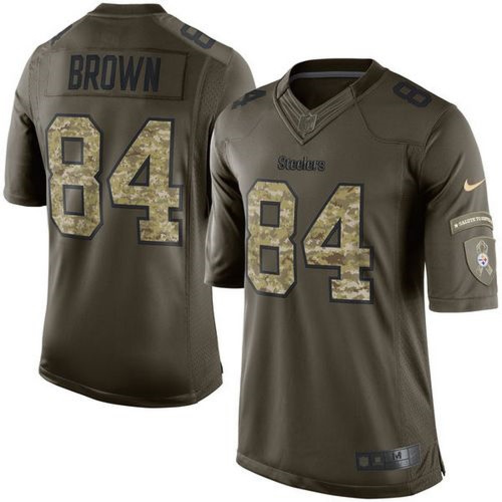 Steelers #84 Antonio Brown Green Youth Stitched NFL Limited Salute to Service Jersey