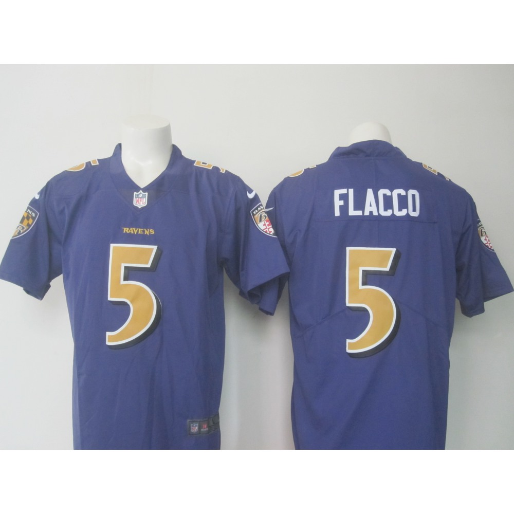 Men'sRavens #5 Joe Flacco Purple Limited Rush NFL Jersey