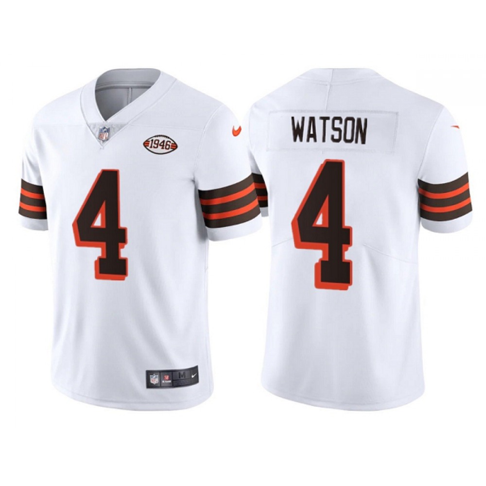 Men's Cleveland Browns #4 Deshaun Watson White 1946 Collection Vapor Untouchable Limited Stitched Jersey