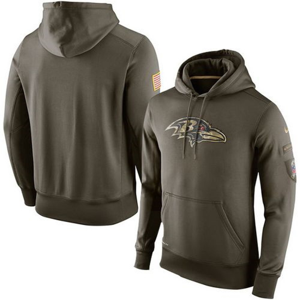 Men's Baltimore RavensOlive Salute To Service KO Performance Hoodie