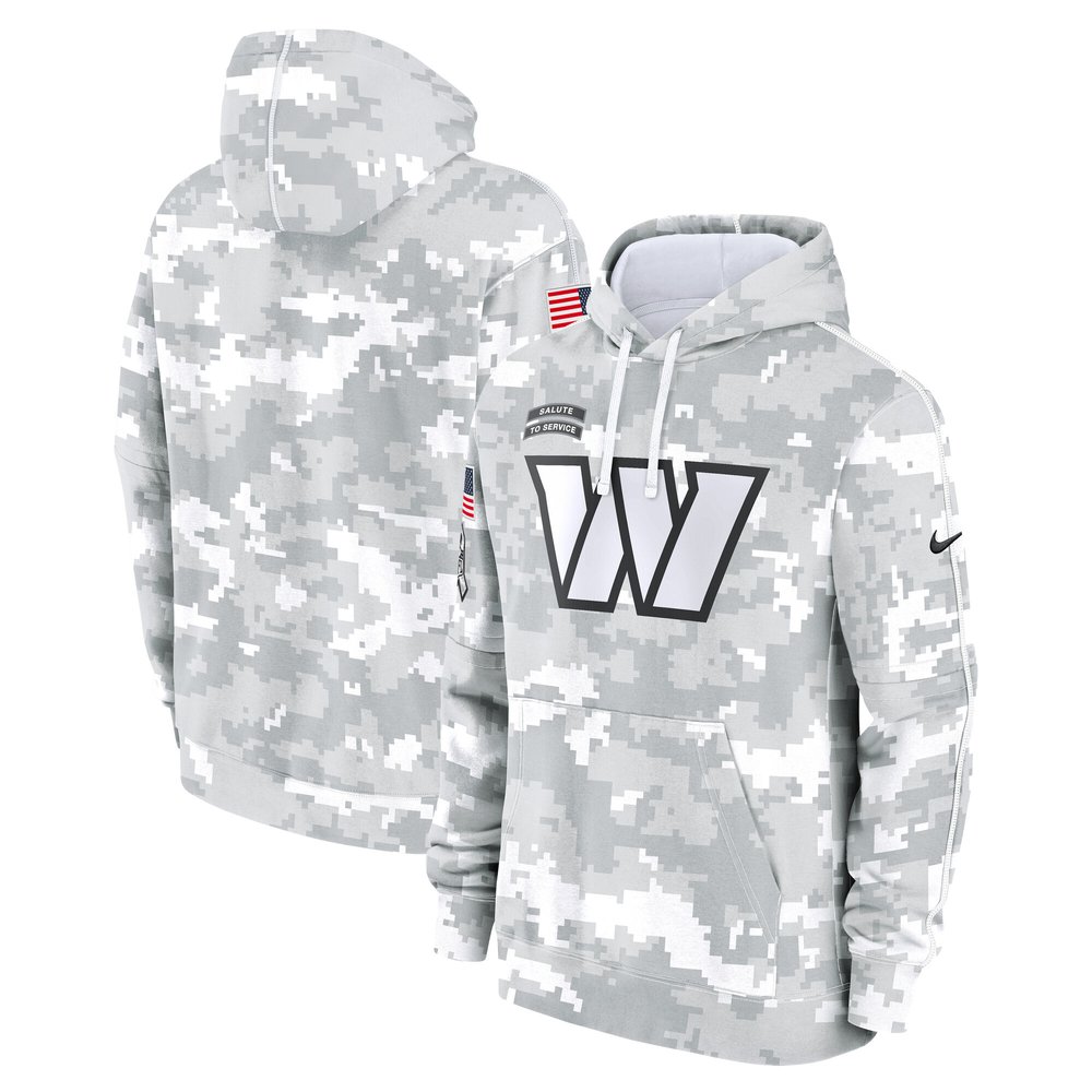 Youth Washington CommandersWhite/Gray 2024 Salute To Service Pullover Hoodie