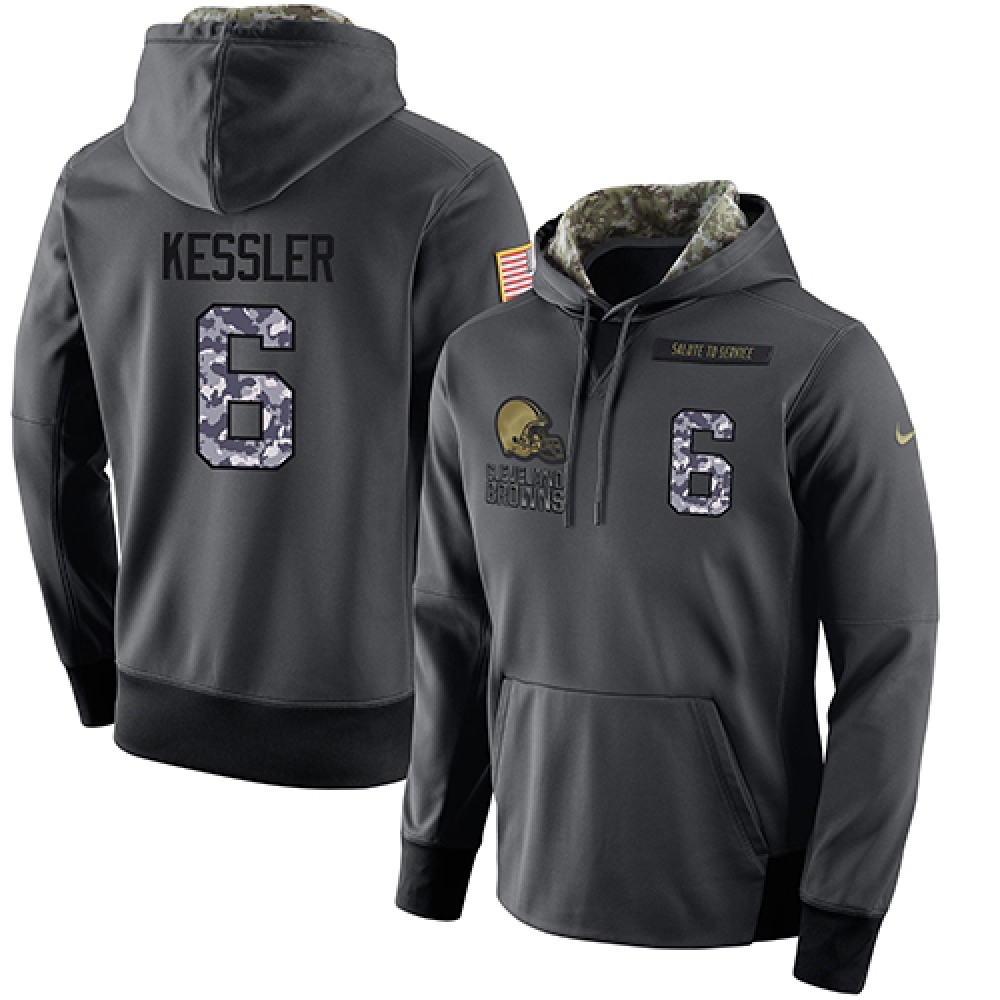NFL Men'sCleveland Browns #6 Cody Kessler Stitched Black Anthracite Salute to Service Player Performance Hoodie