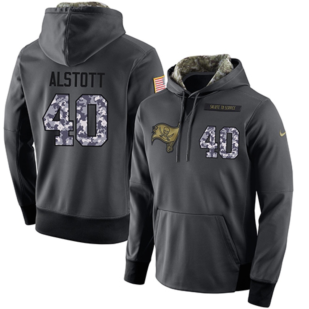 NFL Men'sTampa Bay Buccaneers #40 Mike Alstott Stitched Black Anthracite Salute to Service Player Performance Hoodie