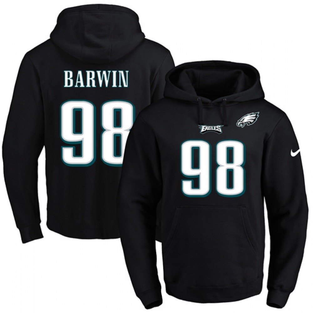 Eagles #98 Connor Barwin Black Name & Number Pullover NFL Hoodie