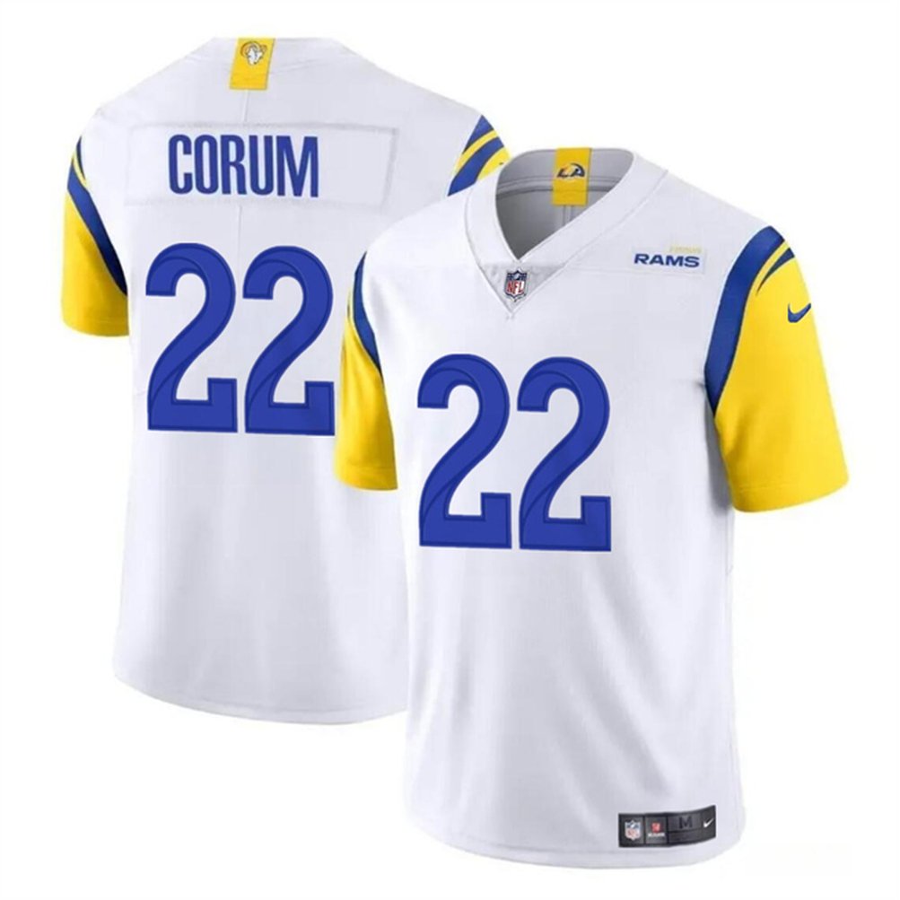 Men's Los Angeles Rams #22 Blake Corum White 2024 DraftVapor Untouchable Stitched Football Jersey