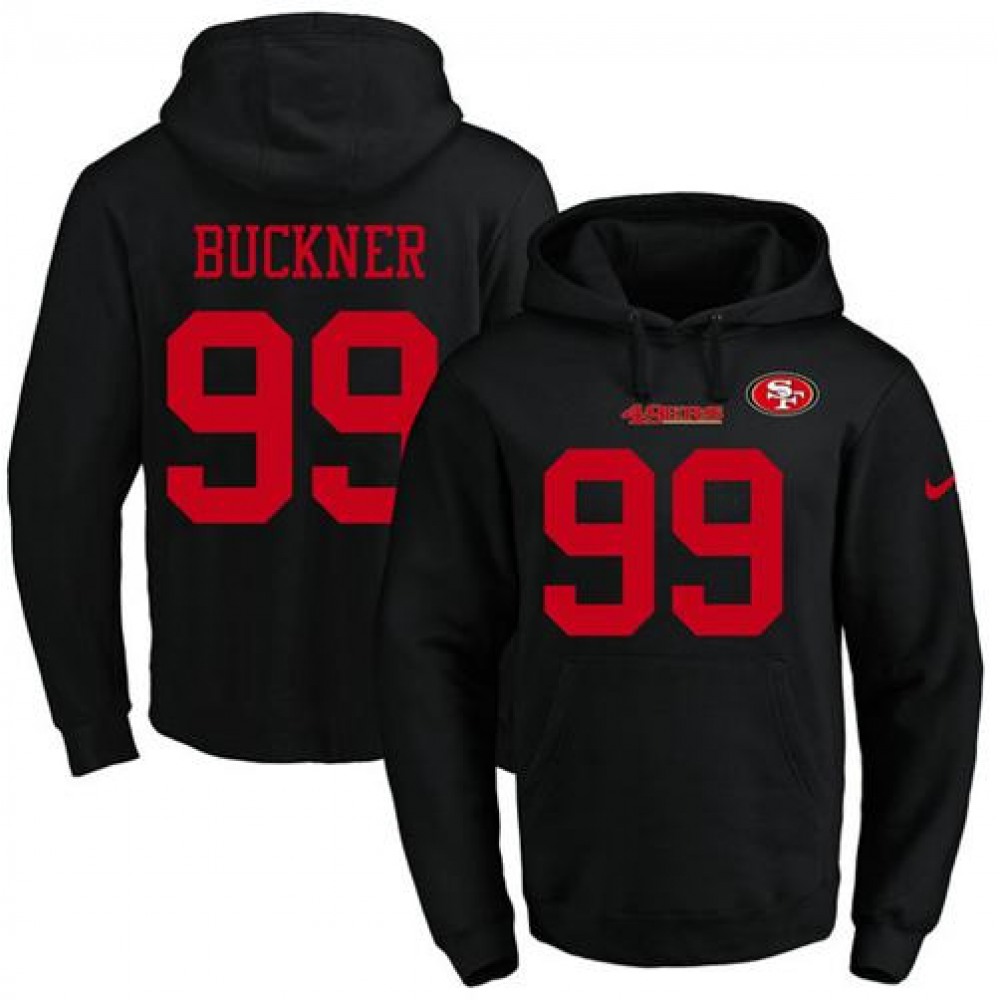 49ers #99 DeForest Buckner Black Name & Number Pullover NFL Hoodie