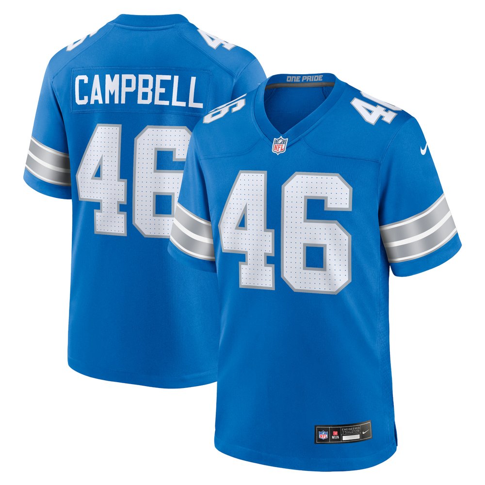 Men's Detroit Lions Jack CampbellBlue Game Jersey