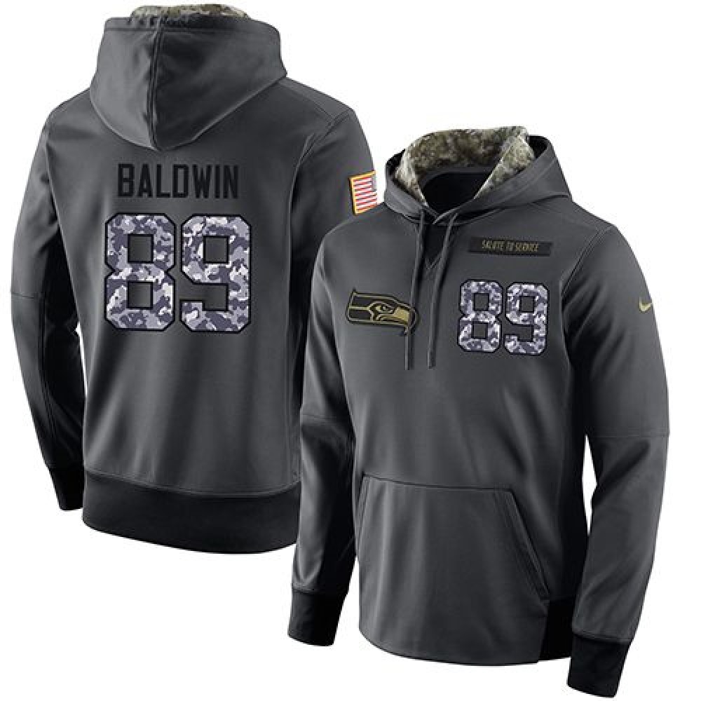 NFL Men'sSeattle Seahawks #89 Doug Baldwin Stitched Black Anthracite Salute to Service Player Performance Hoodie