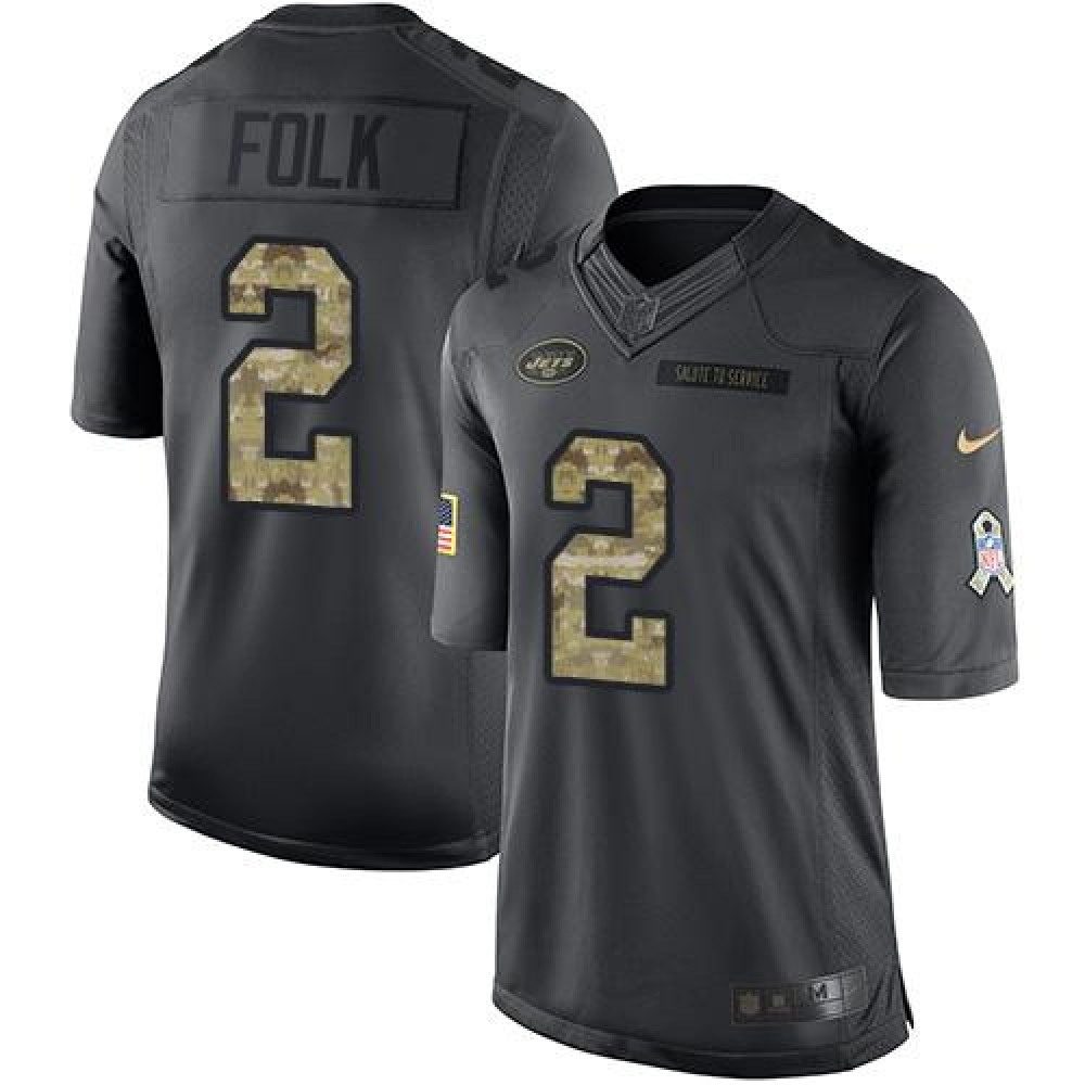 Jets #2 Nick Folk Black Men's Stitched NFL Limited 2016 Salute to Service Jersey