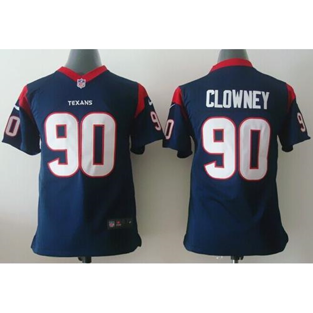 Texans #90 Jadeveon Clowney Navy Blue Team Color Youth Stitched NFL Elite Jersey