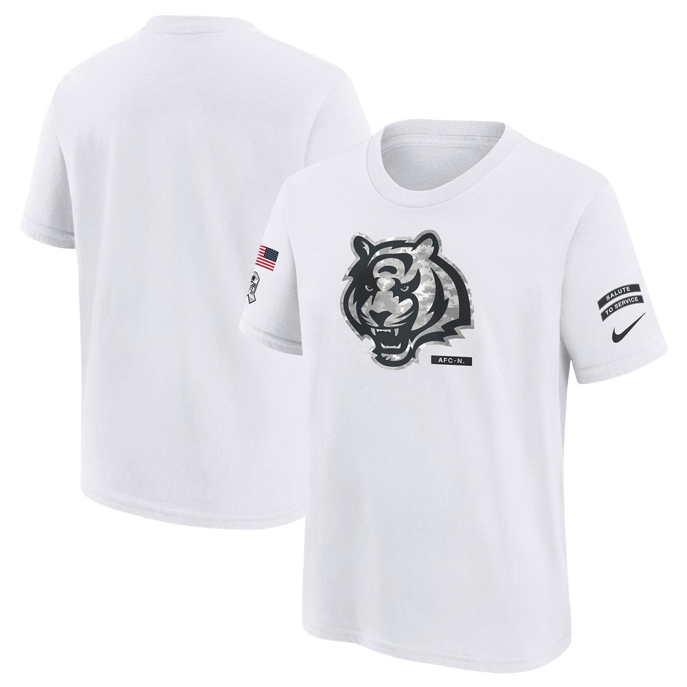 Youth Cincinnati BengalsWhite 2024 Salute To Service T-Shirt