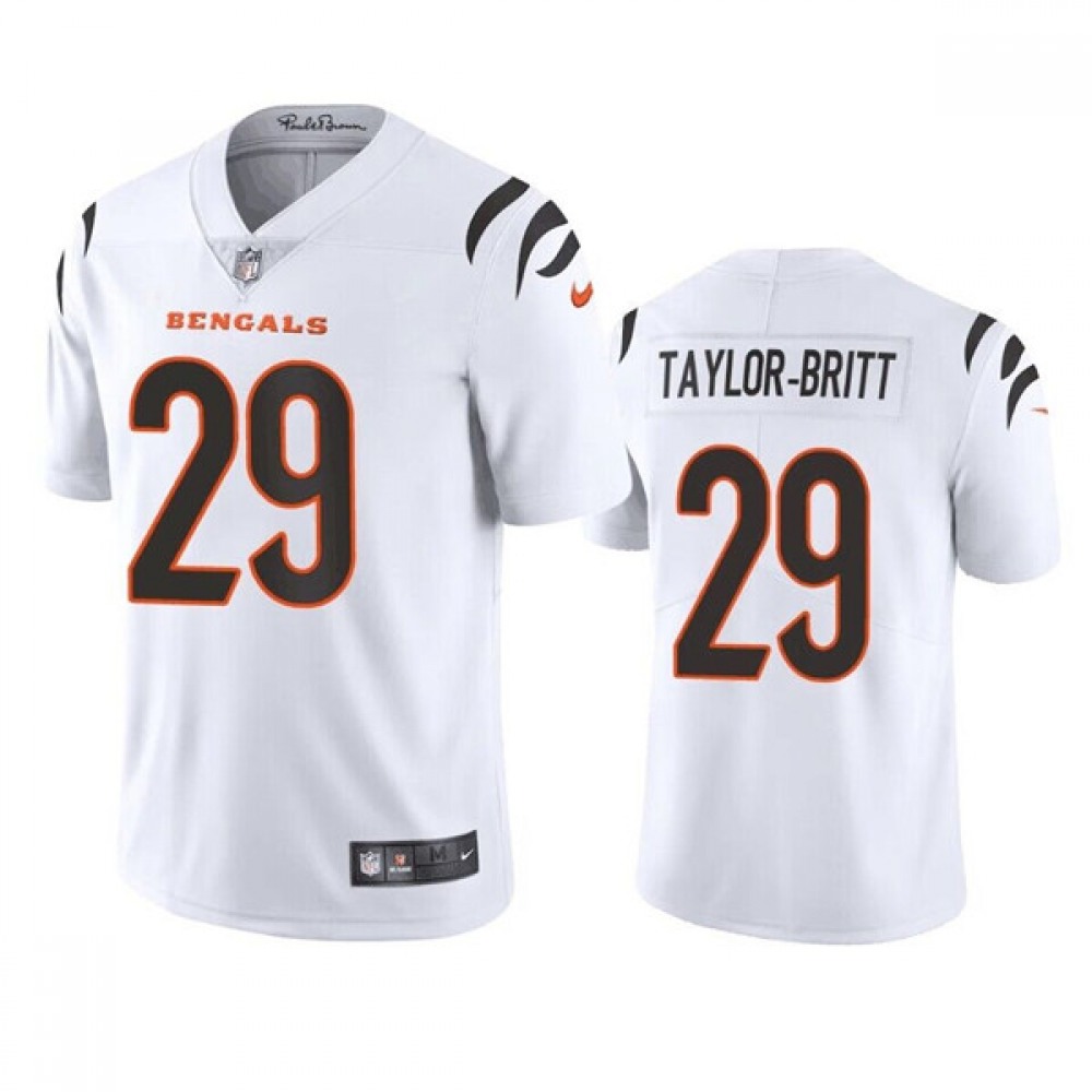 Men's Cincinnati Bengals #29 Cam Taylor-Britt White Vapor Limited Stitched FootballJersey