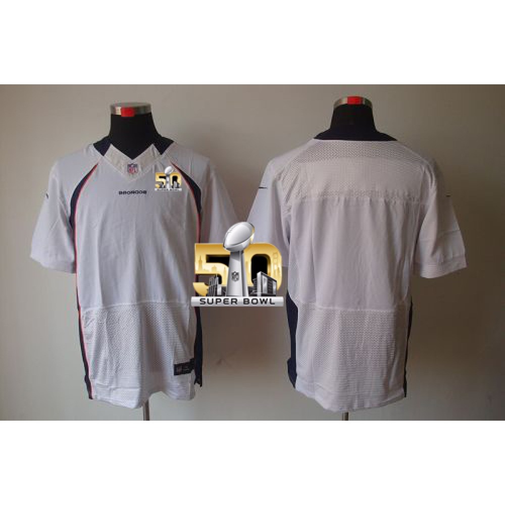 Broncos Blank White Super Bowl 50 Men's Stitched NFL Elite Jersey