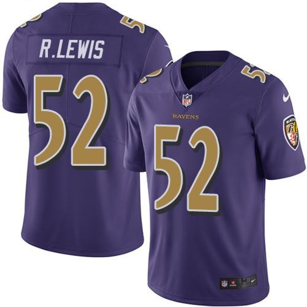 Ravens #52 Ray Lewis Purple Men's Stitched NFL Limited Rush Jersey