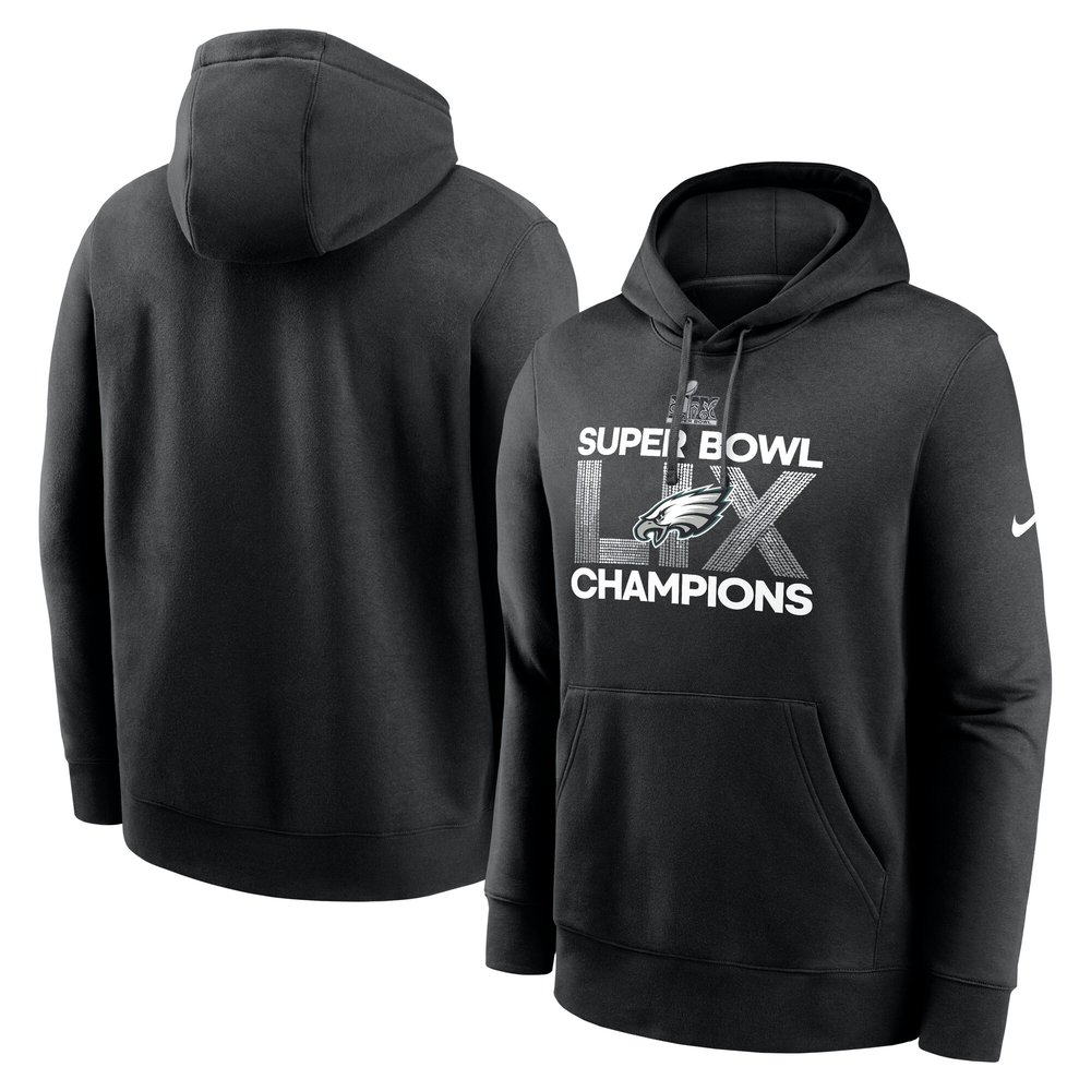 Men's Philadelphia EaglesBlack Super Bowl LIX Champions Supplemental Pullover Hoodie