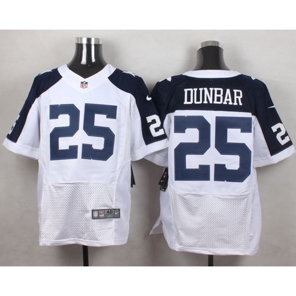 Cowboys #25 Lance Dunbar White Thanksgiving Throwback Men's Stitched NFL Elite Jersey