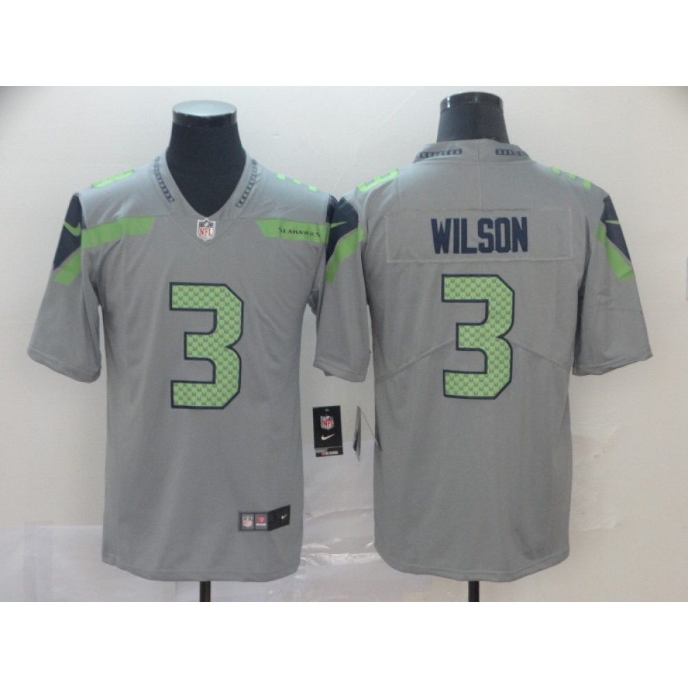 Men's Seattle Seahawks #3 Russell Wilson Gray Inverted Legend Stitched NFL Jersey