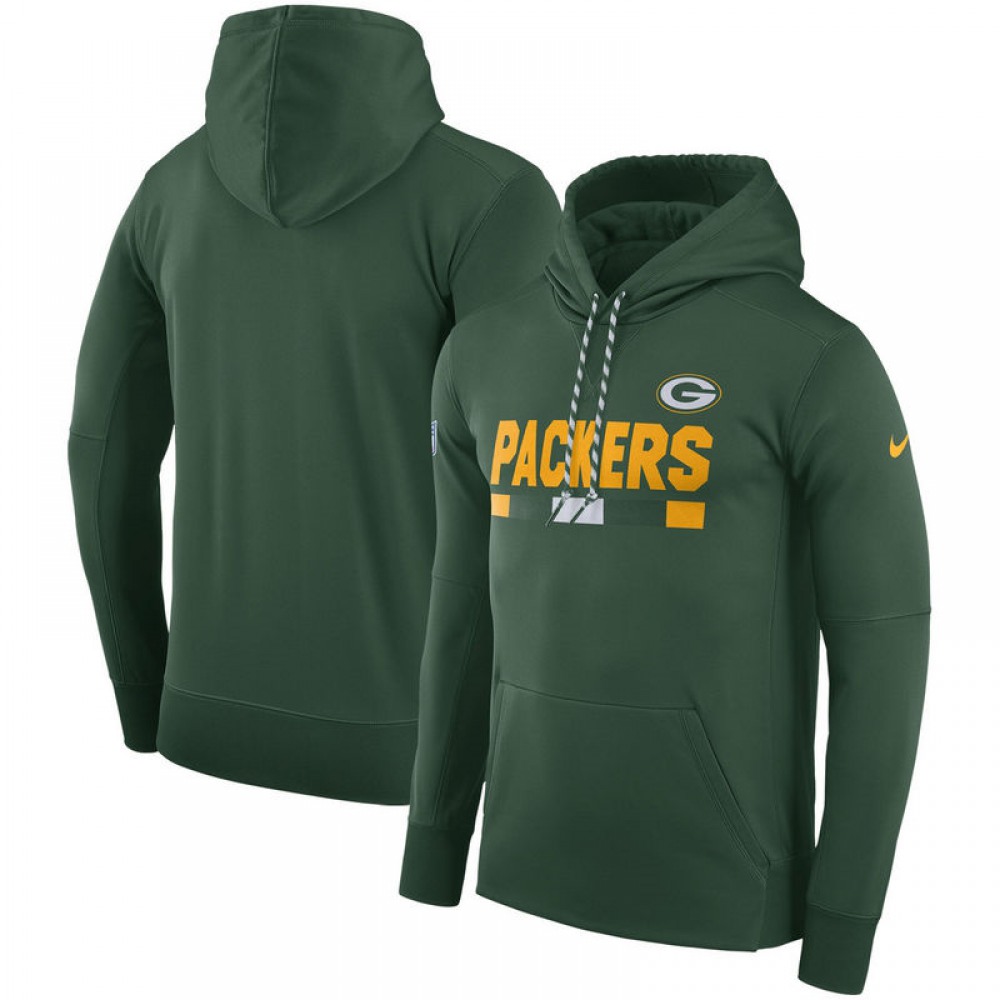 Men's Green Bay PackersGreen Sideline Team Name Performance Pullover Hoodie