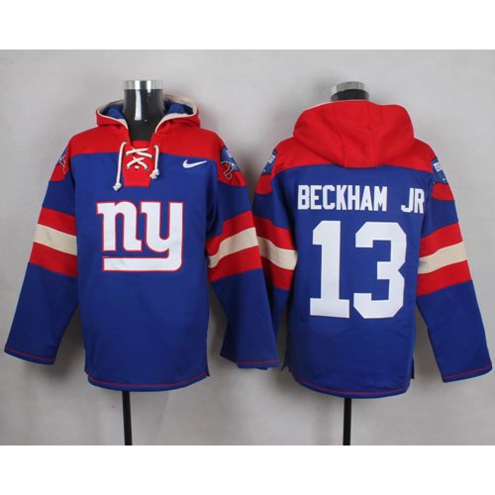 Giants #13 Odell Beckham Jr Royal Blue Player Pullover NFL Hoodie