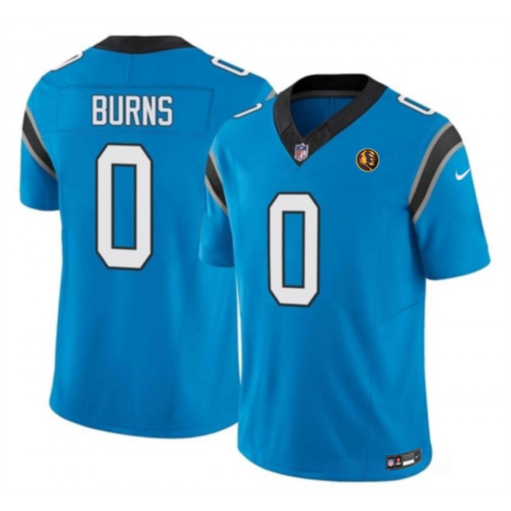Men's Carolina Panthers #0 Brian Burns Blue 2023 F.U.S.E. With John Madden Patch Vapor Limited Stitched Football Jersey