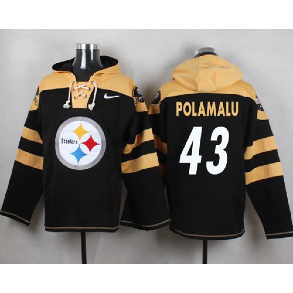 Steelers #43 Troy Polamalu Black Player Pullover NFL Hoodie