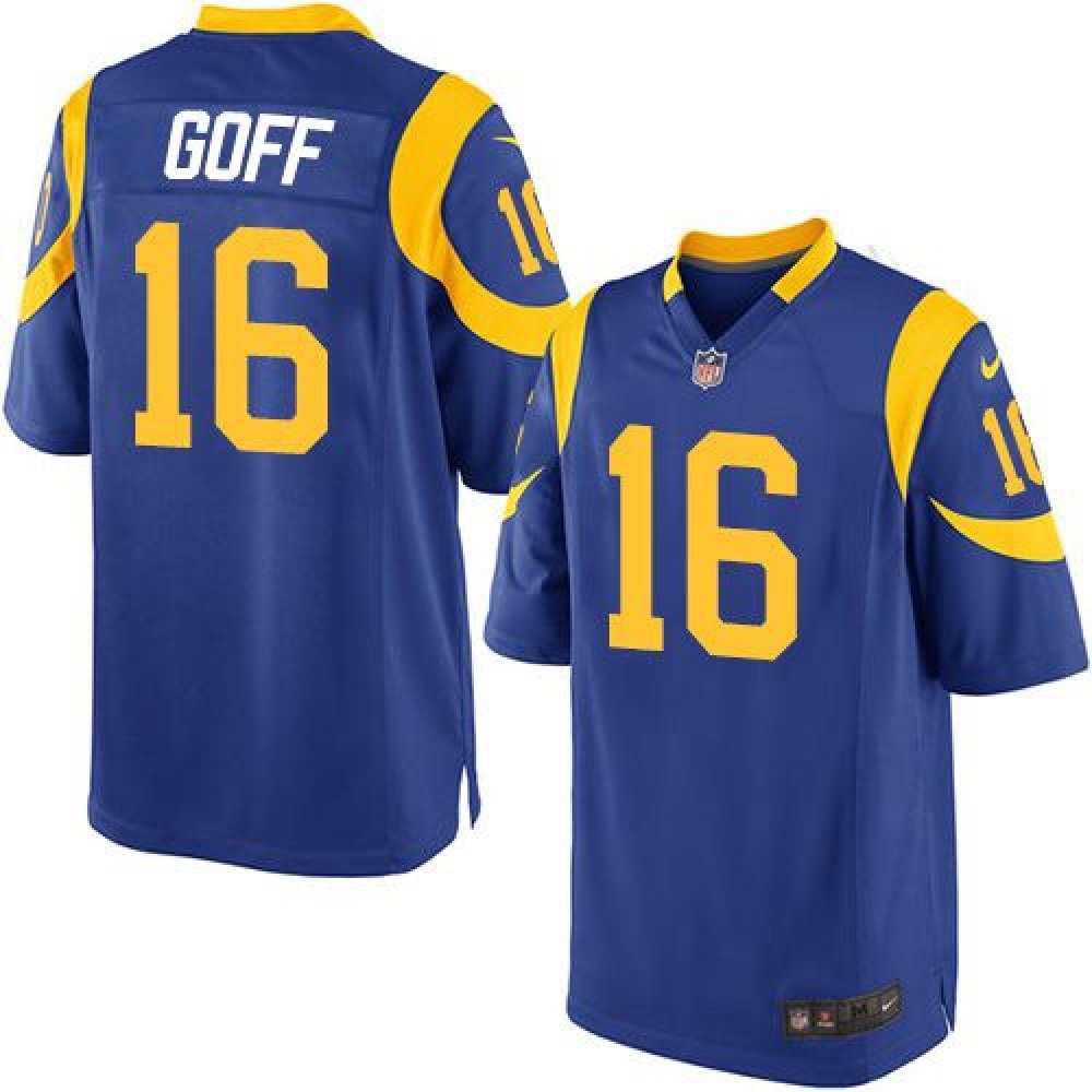 Rams #16 Jared Goff Royal Blue Alternate Youth Stitched NFL Elite Jersey